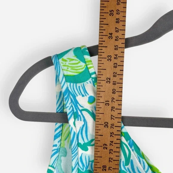 Lilly Pulitzer‎ Dress Calissa Floral Blue Green Sleeveless Mini Sz 2 Shift Crepe - Picture 9 of 9